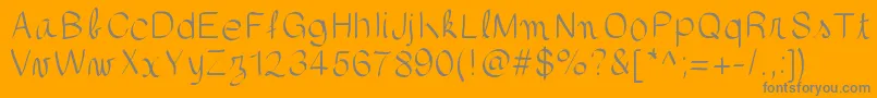 gaellefont403-fontti – harmaat kirjasimet oranssilla taustalla