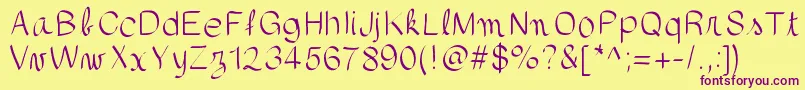 gaellefont403-fontti – violetit fontit keltaisella taustalla