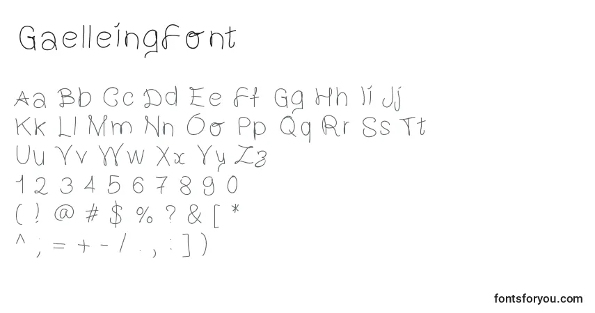 Czcionka GaelleingFont – alfabet, cyfry, specjalne znaki
