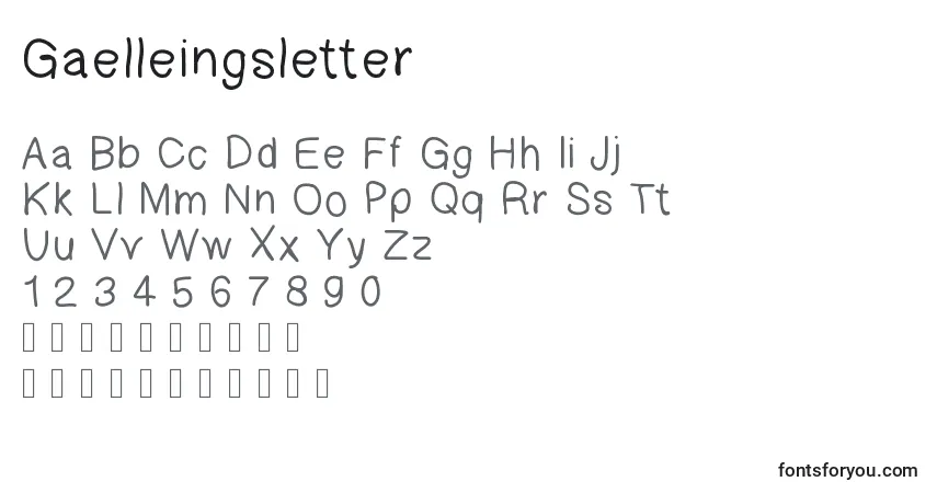 A fonte Gaelleingsletter – alfabeto, números, caracteres especiais