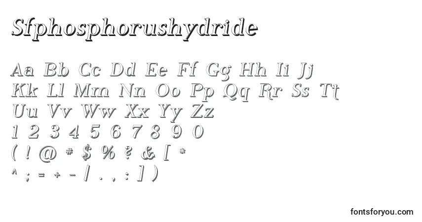 A fonte Sfphosphorushydride – alfabeto, números, caracteres especiais