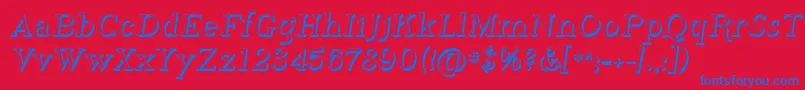 Sfphosphorushydride-Schriftart – Blaue Schriften auf rotem Hintergrund