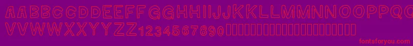 GaelleMAJUSCULE-Schriftart – Rote Schriften auf violettem Hintergrund