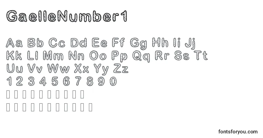 Czcionka GaelleNumber1 – alfabet, cyfry, specjalne znaki