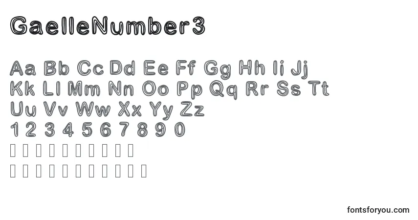 Schriftart GaelleNumber3 – Alphabet, Zahlen, spezielle Symbole