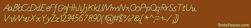 GaelleNumber5-fontti – vihreät fontit ruskealla taustalla