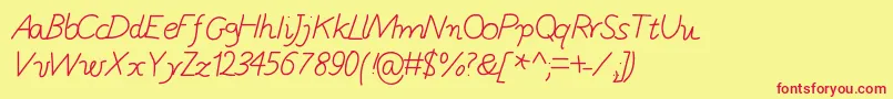 GaelleNumber5-fontti – punaiset fontit keltaisella taustalla