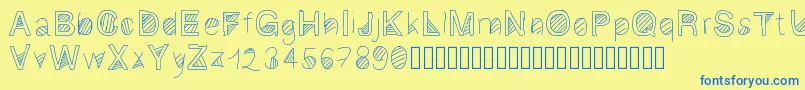 Gaelling2-Schriftart – Blaue Schriften auf gelbem Hintergrund