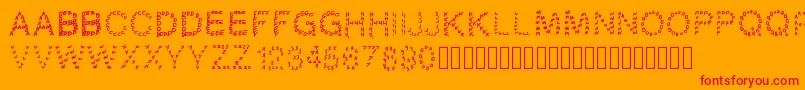 Gaellingpates-Schriftart – Rote Schriften auf orangefarbenem Hintergrund