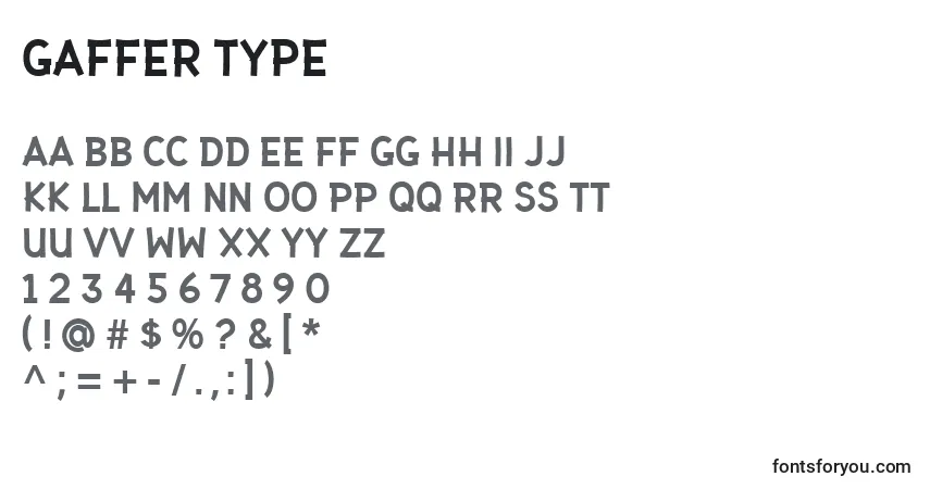 Fuente Gaffer Type - alfabeto, números, caracteres especiales
