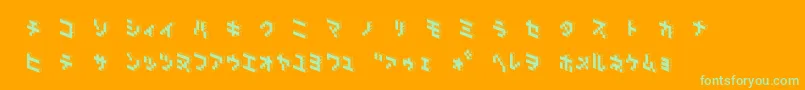 DemoncubicblockNkpBlack Font – Green Fonts on Orange Background