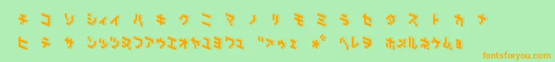 DemoncubicblockNkpBlack Font – Orange Fonts on Green Background