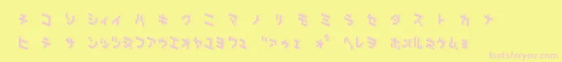 DemoncubicblockNkpBlack-fontti – vaaleanpunaiset fontit keltaisella taustalla