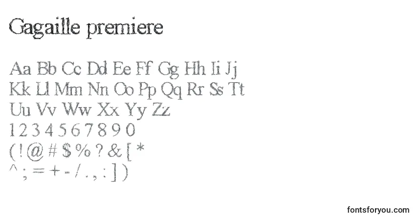 Schriftart Gagaille premiere – Alphabet, Zahlen, spezielle Symbole