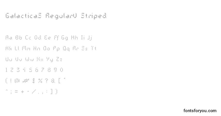 A fonte GalacticaS RegularV Striped – alfabeto, números, caracteres especiais