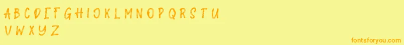フォントGalahad – オレンジの文字が黄色の背景にあります。