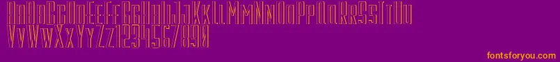 GalahPanjang-Schriftart – Orangefarbene Schriften auf violettem Hintergrund