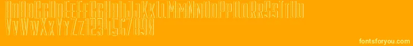 GalahPanjang-Schriftart – Gelbe Schriften auf orangefarbenem Hintergrund