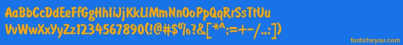 フォントUkrainianbrushtypeBold – オレンジ色の文字が青い背景にあります。