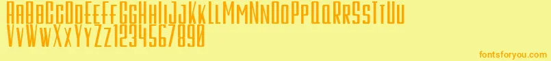 GalahPanjangBold-Schriftart – Orangefarbene Schriften auf gelbem Hintergrund