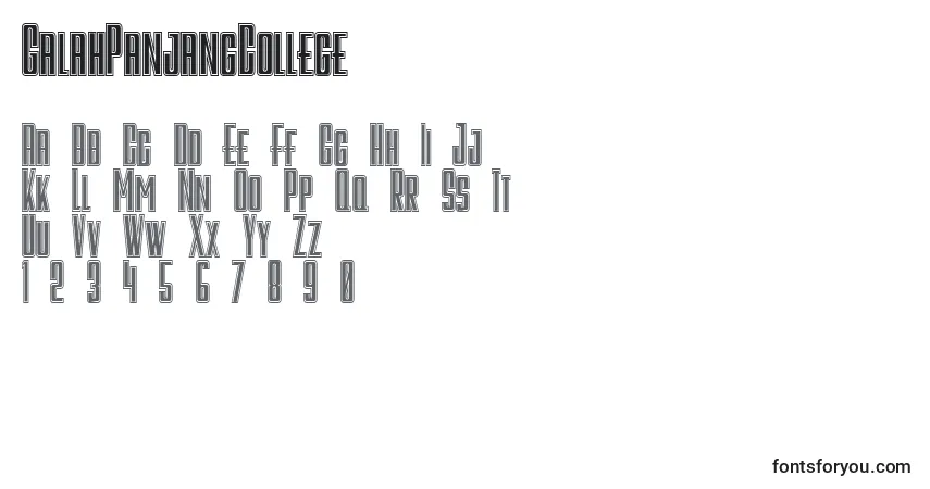 GalahPanjangCollege-fontti – aakkoset, numerot, erikoismerkit