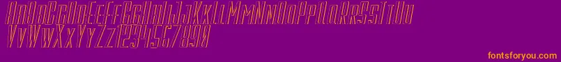 GalahPanjangItalic-Schriftart – Orangefarbene Schriften auf violettem Hintergrund