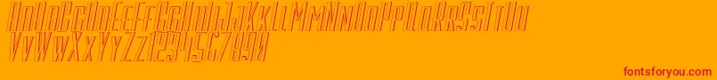 GalahPanjangItalic-Schriftart – Rote Schriften auf orangefarbenem Hintergrund