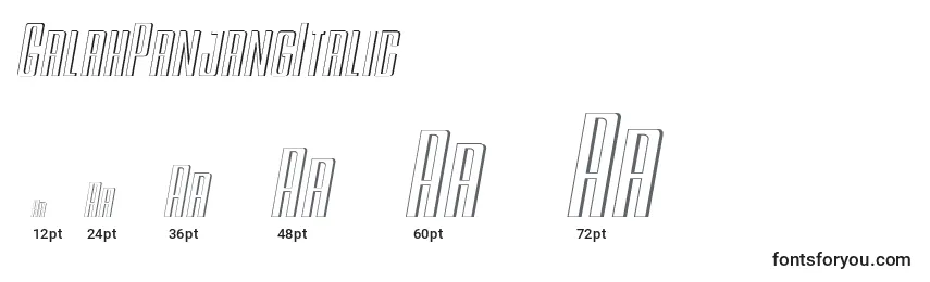 Размеры шрифта GalahPanjangItalic