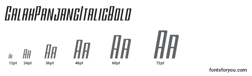 Размеры шрифта GalahPanjangItalicBold