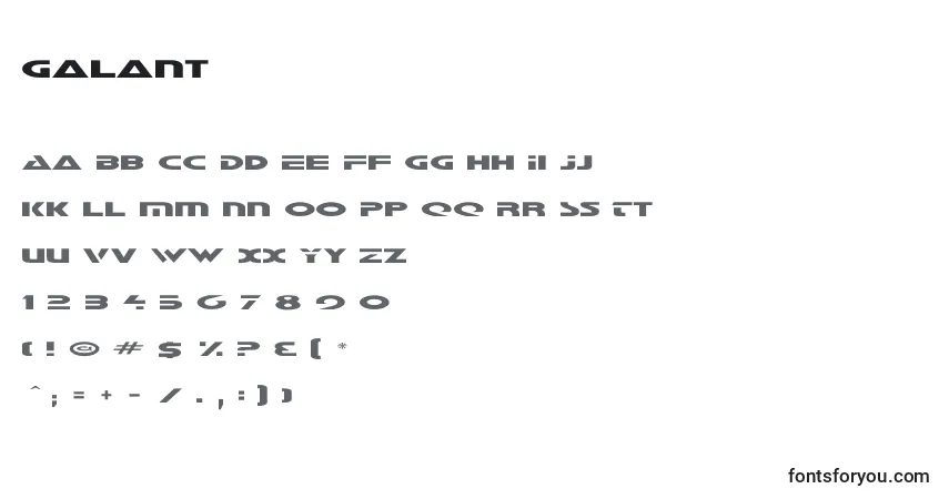 Schriftart Galant (127624) – Alphabet, Zahlen, spezielle Symbole