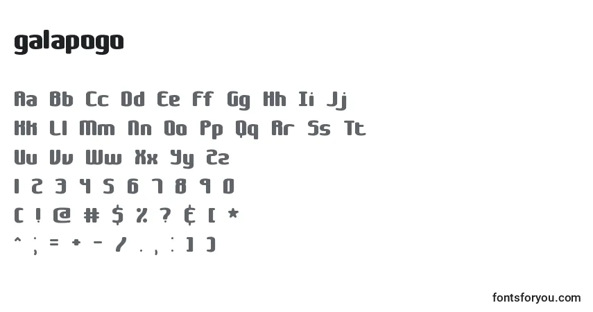 Czcionka Galapogo (127625) – alfabet, cyfry, specjalne znaki