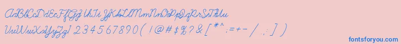 Galatee-Schriftart – Blaue Schriften auf rosa Hintergrund