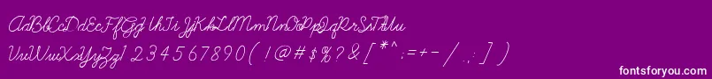 Galatee-Schriftart – Weiße Schriften auf violettem Hintergrund