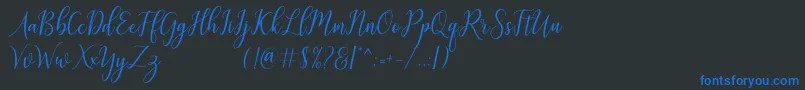galatia-Schriftart – Blaue Schriften auf schwarzem Hintergrund