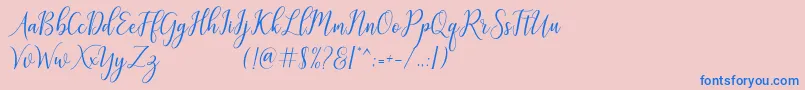 galatia-Schriftart – Blaue Schriften auf rosa Hintergrund