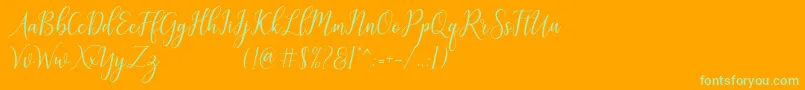galatia Font – Green Fonts on Orange Background