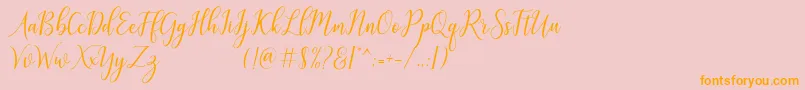 galatia-Schriftart – Orangefarbene Schriften auf rosa Hintergrund