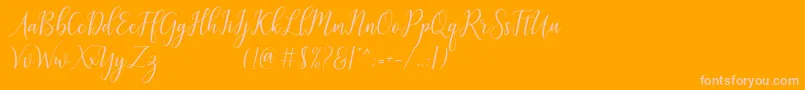 galatia-Schriftart – Rosa Schriften auf orangefarbenem Hintergrund
