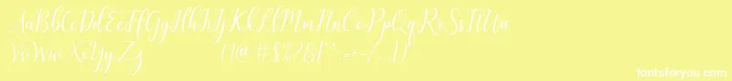 galatia-Schriftart – Weiße Schriften auf gelbem Hintergrund