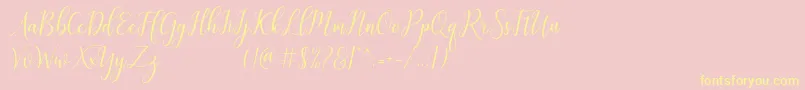 galatia-fontti – keltaiset fontit vaaleanpunaisella taustalla