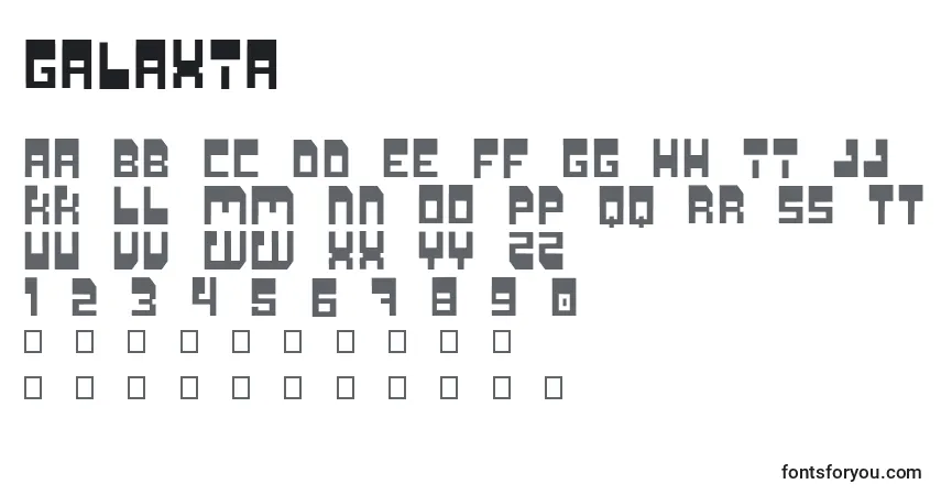 A fonte Galaxia (127629) – alfabeto, números, caracteres especiais