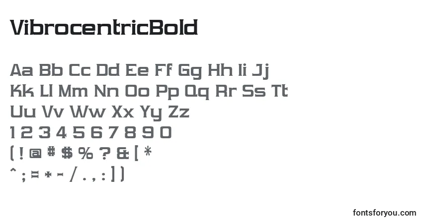 A fonte VibrocentricBold – alfabeto, números, caracteres especiais
