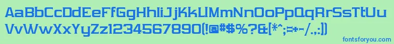 VibrocentricBold-Schriftart – Blaue Schriften auf grünem Hintergrund