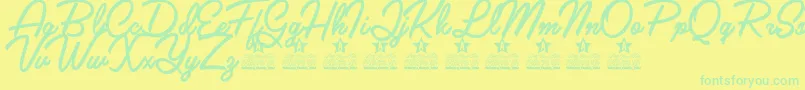 Fonte Galaxie Personal Use – fontes verdes em um fundo amarelo