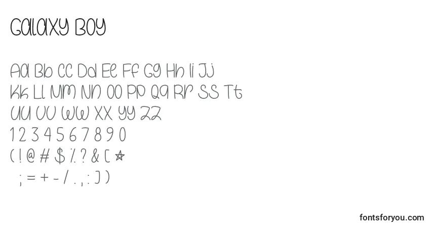 Schriftart Galaxy Boy   – Alphabet, Zahlen, spezielle Symbole