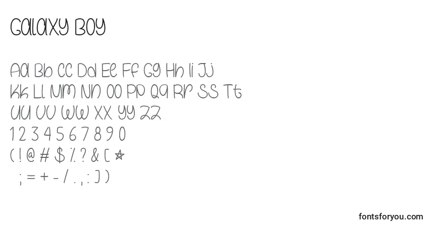 A fonte Galaxy Boy   (127633) – alfabeto, números, caracteres especiais
