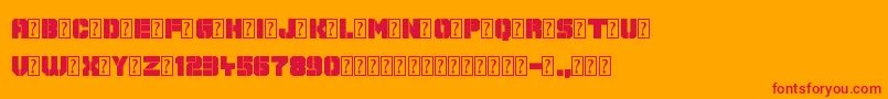 フォントGalaxy Corps – オレンジの背景に赤い文字