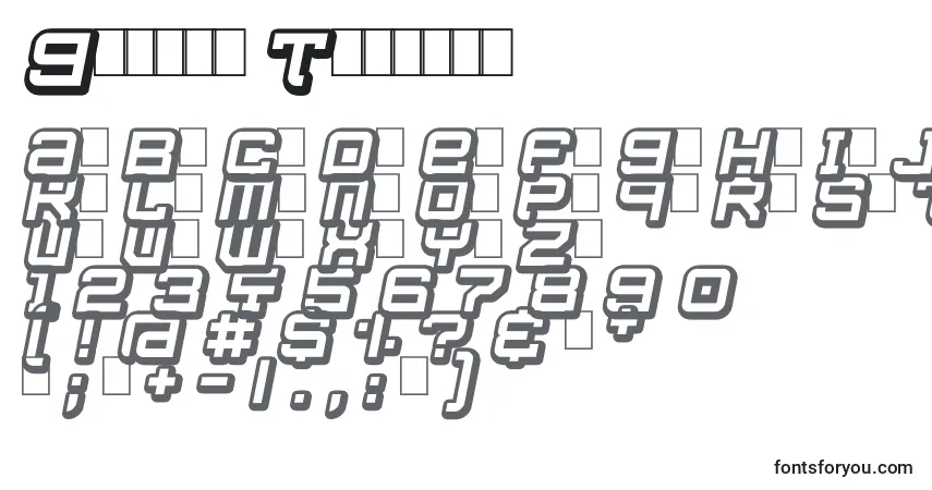 A fonte Galaxy Travels – alfabeto, números, caracteres especiais