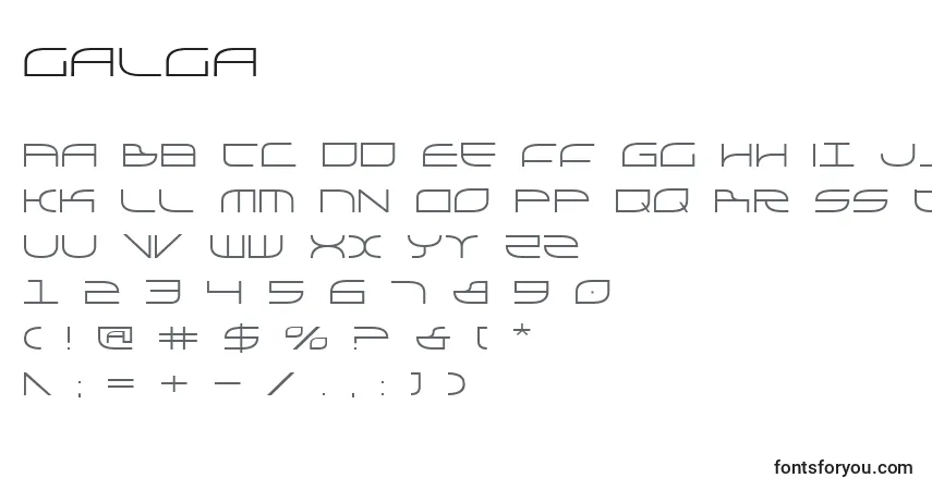 Schriftart Galga (127640) – Alphabet, Zahlen, spezielle Symbole