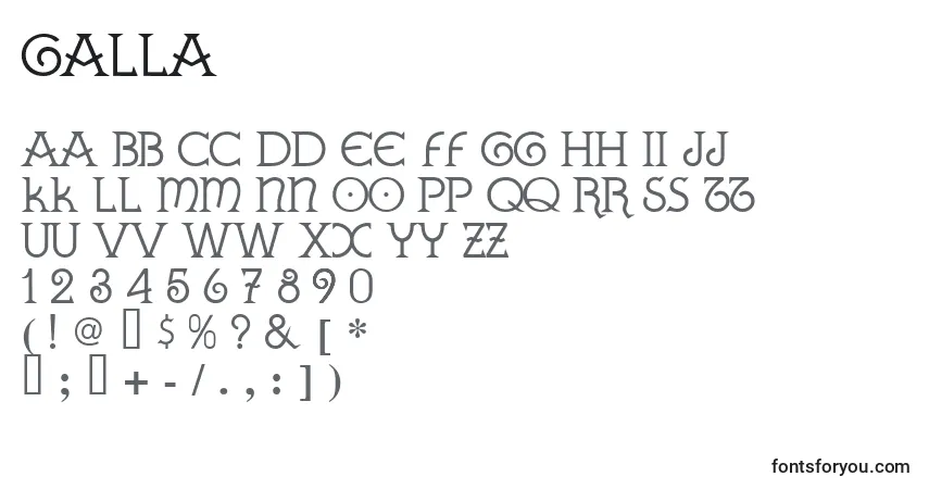 Шрифт GALLA    (127642) – алфавит, цифры, специальные символы